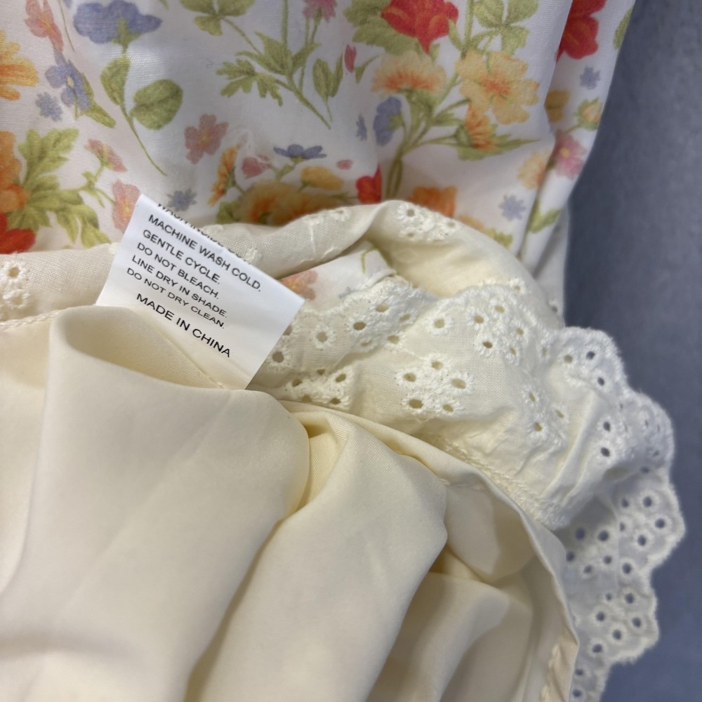 Milkmaid Floral Patchwork Sundress Womens Medium Smocked Puff Sleeve Cottagecore - Picture 10 of 11